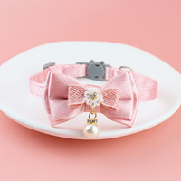 Collier pour chat tendance avec nœud papillon et broderie florale, boucle de sécurité, collier mignon pour animaux de compagnie, pour chats et chiots