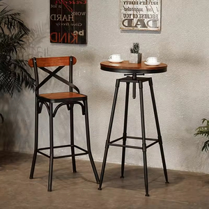 High-quality Commercial Modern Brown Square Solid Wood Top <strong>Bar</strong> <strong>Table</strong> with Metal Legs for Home <strong>Bar</strong> <strong>and</strong> Kitchen Use - Product Image 6