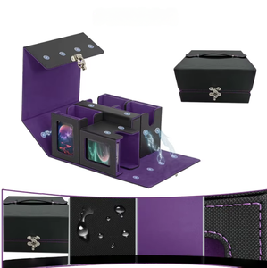 Boîte à cartes en cuir PU séparable, dessinée à la main, pour <span class=keywords><strong>TCG</strong></span> et jeux de cartes, étanche à l'humidité, écologique, support de rangement pour jeux de cartes - Product Image 5