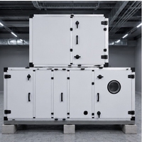 Système d'unité de traitement d'air modulaire industrielle blanche installé sur supports en béton dans une installation moderne pour le contrôle de la ventilation CVC
