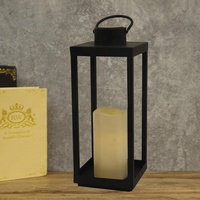 Lanterne en métal à LED noir sans flamme, grande taille, fournitures de mariage