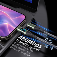 Kabel USB-C ke C Nylon Braided LED Display 2026 Trending 3A Fast Charging yang Kompatibel untuk iPhone 17 15 Pro dengan Konektor Tipe-C