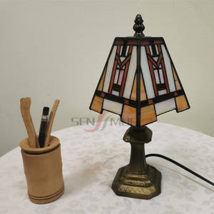 Sensmuel venta al por mayor personalizada y venta directa de lámparas LED de escritorio de vidrio pintado mosaico <span class=keywords><strong>Tiffany</strong></span> de 6 pulgadas baratas - Product Image 5