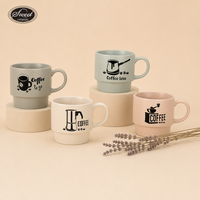 Ensemble de tasses à café empilables SWT avec support métallique, emballage personnalisé OEM, ensemble de tasses en céramique