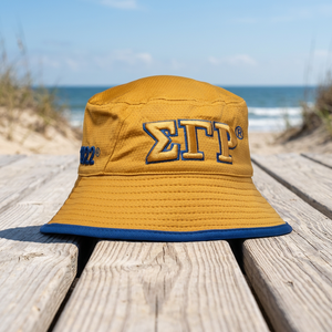 Sombrero de Pescador Casual de Mezclilla Dorado Sigma Gamma Rho con Bordado 3D Unisex - Product Image 3