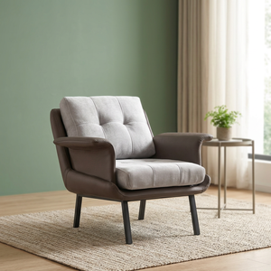 Sillón Moderno Tapizado en Cuero con Patas de Metal para Muebles de Sala de Estar - Product Image 2