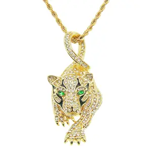 패션 보석 목걸이 유로-미국 Fashionistas를위한 뜨거운 판매 풀 다이아몬드 3D 호랑이 펜던트 목걸이