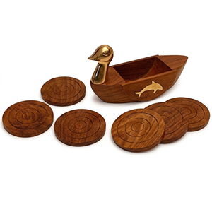 Juego de 6 Posavasos Redondos de Madera para Tazas de Café, Té, Tazas, Mesa de Comedor, Decoración para el Hogar, Cocina, Restaurante - Product Image 1
