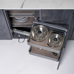 Panier coulissant double couche en forme de L pour armoire de cuisine Unihopper, en alliage d'aluminium, solution de rangement durable - Product Image 1