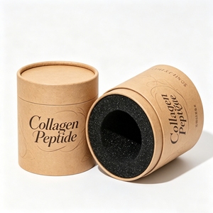 Brown Kraft Round Cylinder Paper Tube With Black EVA Insert Custom Gift Box For Perfume Jar Essential Cosmetic Bottle Pack - Product Image 1