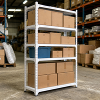 Étagère de rangement en acier profilé à 5 niveaux, robuste, réglable, blanche, avec cadre à fentes pour entrepôt et usine