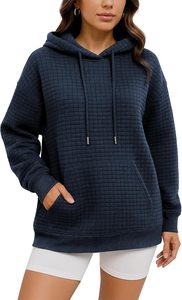Casual Drawstring Waffle Pullover Fall Tops Loose <b>Long</b> Sleeve Hooded <b>Sweatshirt</b> with Pocket hoodi streetwear - Product Image 3