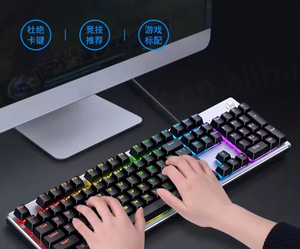 Optical Round 104-Key Full Size Anti-Ghosting USB 2.0 RGB Backlit Waterproof Metal Panel Desktop Gaming <b>Keyboard</b> - Product Image 3