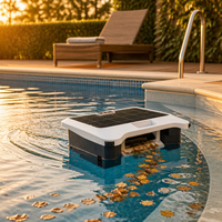 Robot nettoyeur de piscine solaire à filtre 80 mailles avec panier à débris amovible de 3 L et distributeur de chlore pour le nettoyage de la surface de la piscine