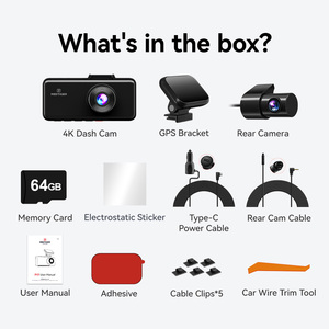 Redtiger Dealer F17 4K Triple Dash Camera 3 Channel Night Vision Parking Monitor 1080p GPS WIFI Car Black <b>Box</b> Front Rear - Product Image 3