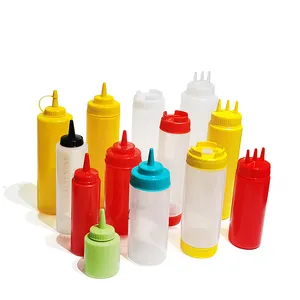 Dispensador de ketchup para condimentos, ferramenta de cozinha com logotipo personalizado, garrafa plástica reutilizável para espremer molho Fifo, ecológico