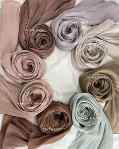 Adele Glimmer Shawl georgette glitter semalam plain Breathable Light Weight Shawl Muslim Women polyester satin stripe scarf