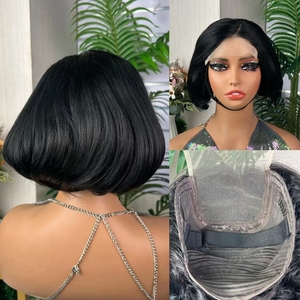 วิกผมหน้าผากลูกไม้ HD แบบไม่ต้องใช้กาว ขนาด 5x5 แบบ Pixie Cut สั้น ลอนเล็กเป็นชั้นๆ วิกผมบ๊อบสั้นทรง SDD ตัดตรง - Product Image 1