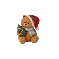 Figurine d'ours en polyrésine moderne et joyeuse, impression numérique, décoration de Noël, petit cadeau de Saint-Nicolas pour étagères et tables
