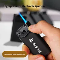 Nouvel allume-cigare coupe-vent en métal moderne avec publicité imprimée rechargeable haut de gamme en gros
