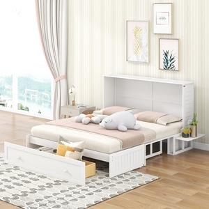 Solid Wood Storage <b>Bed</b> With Drawers White And Gray <b>Space</b> <b>Saving</b> Design For Children Adults Elderly - Product Image 1