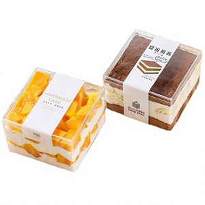 Boîte à gâteau artisanale transparente en PP, conteneur rectangulaire pour tiramisu, mousse, dessert, 200-500g, emballage alimentaire - Product Image 1