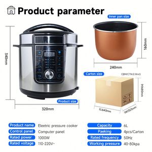 Cuisinière électrique multifonctionnelle à pression avec écran LED, grande capacité de 6 L, revêtement en acier inoxydable et aluminium pour usage domestique et hôtelier - Product Image 6