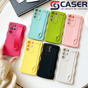 Commercio all'ingrosso della fabbrica semplice tinta unita cassa del telefono cellulare per <span class=keywords><strong>Samsung</strong></span> S24Ultra nuovo supporto invisibile onda Design con cinturino - Product Image 2