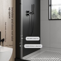 Rideau de douche en tissu polyester invisible, imperméable et anti-moisissure, style japonais-coréen, pour séparation de salle de bain (zone sèche et humide)