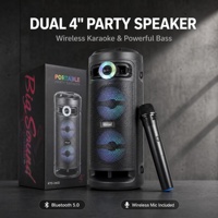 Haut-parleur portable multifonctionnel sans fil avec radio FM, entrée USB, haut-parleur de karaoké portable en plastique de 4 pouces avec micro, batterie 1200 mAh