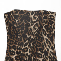 Set 2 Potong Wanita PB&ZA 2026 Fashion Motif Leopard Set Vintage Rompi Tanpa Tali Atasan Tank Top + Celana Setelan Wanita
