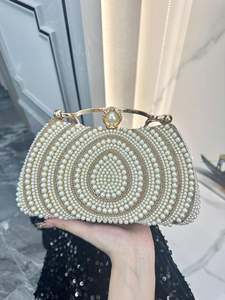 Nouvelle pochette de soirée pour femme avec strass et perles, à porter à la main, en bandoulière ou en sac à main, idéale pour les fêtes - Product Image 5