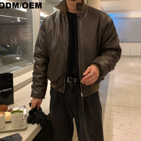 Échantillons de vestes en cuir PU sur mesure de haute qualité, matelassées en coton, à col montant, pour hommes, tendance automne, décontractées et haut de gamme