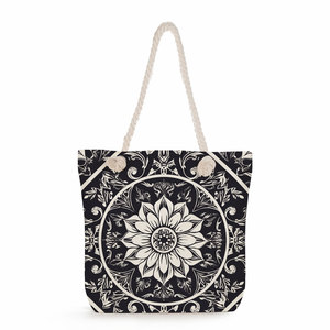 Moda nuevo bolso de <span class=keywords><strong>hombro</strong></span> con estampado de <span class=keywords><strong>Mandala</strong></span> patrón irregular asa de cuerda gruesa bolso de playa de poliéster de gran capacidad - Product Image 2