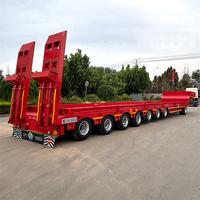Semi-remorque à plateau surbaissé extensible à 8 essieux, remorque télescopique pour transport lourd, capacité de 120 tonnes, vente directe d'usine, personnalisation disponible