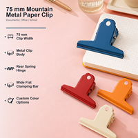Clip métallique OEM personnalisé de 75 mm en forme de montagne, coloré, à longue queue, non magnétique, pour documents de bureau et scolaires