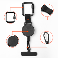 Porte-clés rétractable personnalisé avec logo, mousqueton carré noir, étui de téléphone, joint d'étanchéité, cordon de cou, randonnée, suspension mobile, 60 cm
