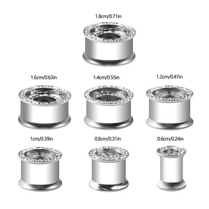 8-18mm Élégant Acier Inoxydable Incrusté <span class=keywords><strong>Double</strong></span> Rangée Foret Rond En Métal <span class=keywords><strong>Oreille</strong></span> Ensemble Piercing Piercing <span class=keywords><strong>Oreille</strong></span> Expander - Product Image 3