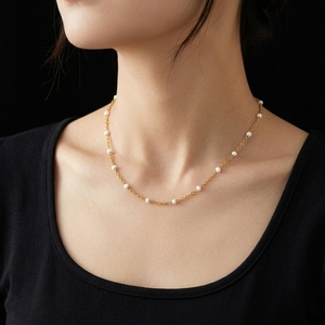 <span class=keywords><strong>Collana</strong></span> Colorata con Perline in Acciaio Inossidabile, Catena Placcata <span class=keywords><strong>Oro</strong></span> 18K, Girocollo per Donna, Gioielli da Festa - Product Image 5