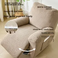 Funda Protectora para Sillón Reclinable BoQian, Diseño Moderno Acolchado con Patrón Geométrico de Hojas Grandes, Impermeable, de Poliéster Grueso