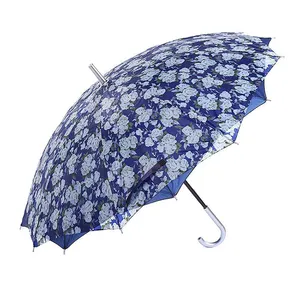 아르헨티나 스타일 새틴 패브릭 아프리카 인도 좋아하는 16 갈비 스틱 클래식 정사이즈 자동 우산