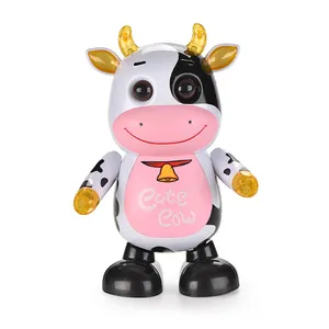 QS便宜价格有趣的电池驱动塑料卡通可爱动物唱歌跳舞的牛儿童玩具