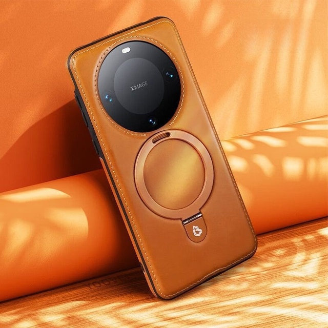 High Quality Genuine Leather Magnetic Wireless Charging Invisible Bracket Mobile Phone Case for Huawei Mate 70 Pro/Mate 60
