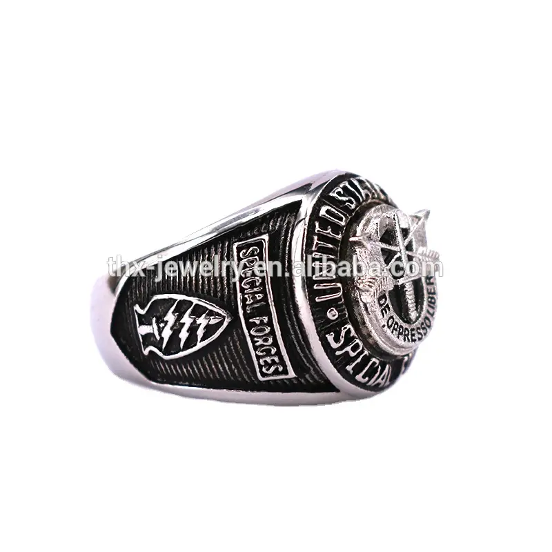 Special Force US Military Army Ring Stainless Steel Veteran Troops Ring
