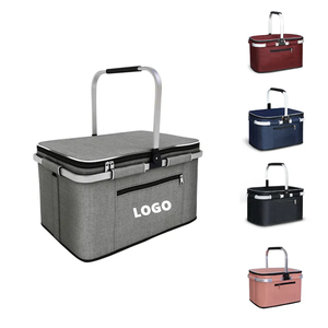 Custom Logo Portable Travel Camping Grocery <b>Bags</b> Leak-Proof Folding Thermal Insulated <b>Lunch</b> <b>Cooler</b> Tote Fashion Picnic Basket - Product Image 1