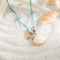Collier en acier inoxydable plaqué or 18 carats avec pendentif DIY et breloques en corde tressée, collection Vacances d'été Océan