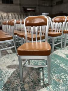 Sedia da pranzo in pelle Navy classica con struttura in alluminio moderno ed ecologico lucido per la casa soggiorno alberghi Cafs scuole - Product Image 6