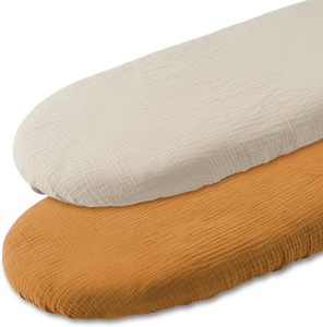 100% di cotone mussola Baby culla 2 pezzi Set morbido traspirante e resistente arancione e Beige copri materasso culla - Product Image 2