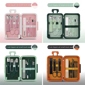 WELLFLYER <span class=keywords><strong>valise</strong></span> à bagages MS-1254 12 pièces ensemble de manucure en acier inoxydable manucure pédicure outils coupe-ongles coupe ciseaux Kits - Product Image 6