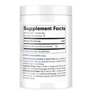 Creatina Monohidrato Micronizada para Mujeres y Hombres, Fácil de Mezclar, Sin Sabor, 5G por Porción, 50 Porciones, 250 Gramos por Envase - Product Image 3